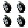 Service Caster 12 Inch Black Pneumatic Wheel Caster Swivel with Brakes 2 with Swivel Lock, 4PK SCC-100S3506-PNB-SLB-BSL-2-SLB-2